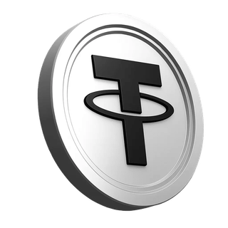 Tether-USDT-Münze grafisch dargestellt im Informationsbereich der Plattform